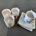 4 tasses chat + sous tasses