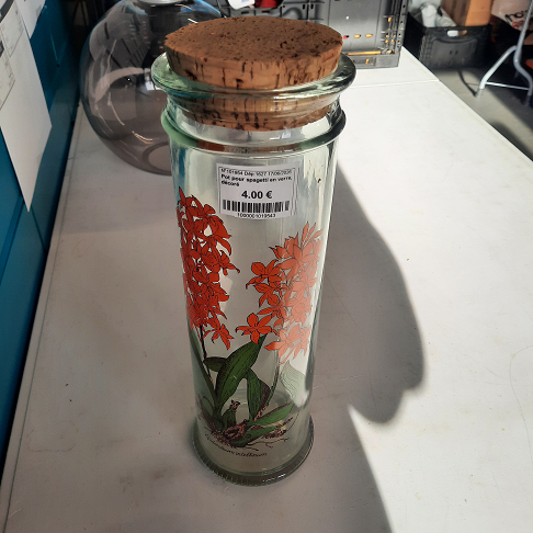 Pot pour spagetti en verre, décoré