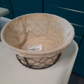Panier métal tissu beige rond