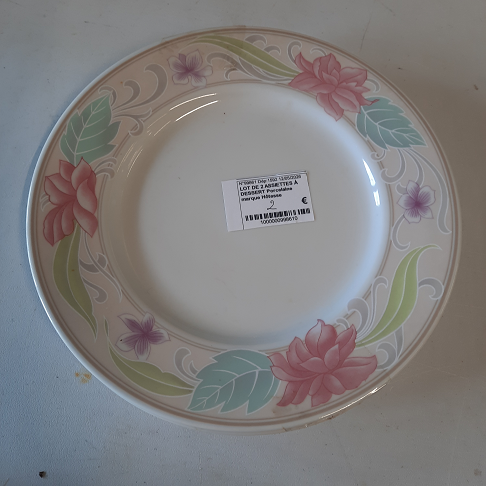 LOT DE 2 ASSIETTES À DESSERT Porcelaine marque Hôtesse