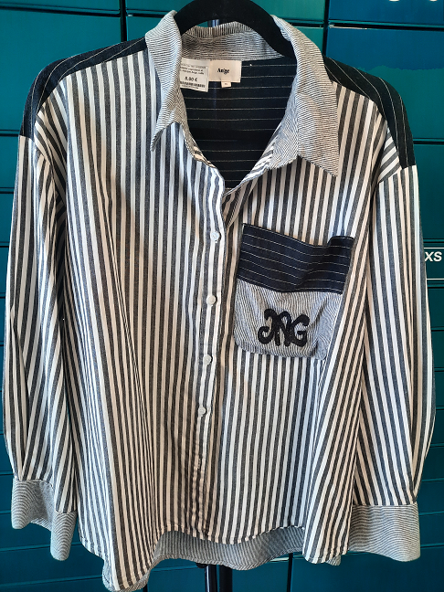 chemisier rayé blanc et noir, marque Ange, taille XL