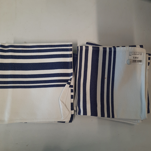 lot 6 serviettes tissu rayé bleu