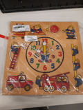 puzzle en bois horloge/pompiers