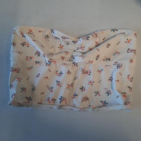 CROP, top blanc à Fleurs, taille M