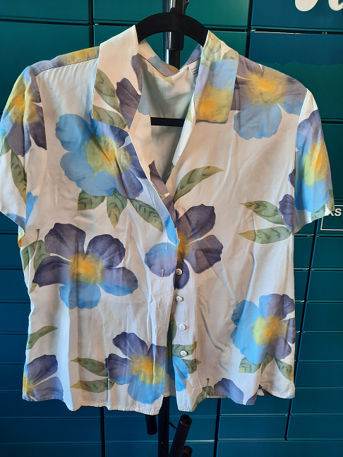 Chemisier MC fleur bleu/vert viscose T42