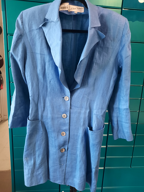 veste bleue lin