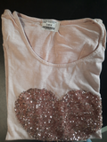 tee-shirt camaiëu coeur brillant