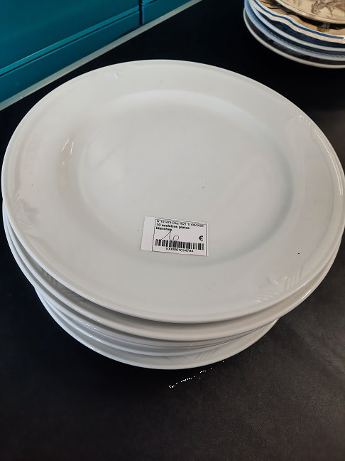 10 assiettes plates blanches