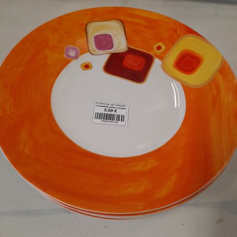 :6 assiettes plates oranges