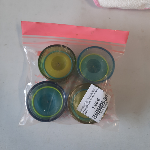 4 bougies photophore vert bleu