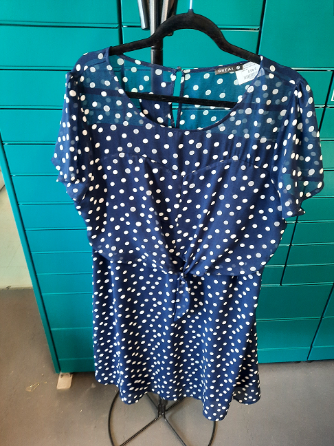 robe bleu marine à pois blanc XL