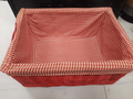 Panier osier rouge tissus vichy  (grand)