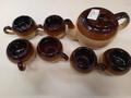 Service Thé avec 6 tasses dégradé chocolat et beige
