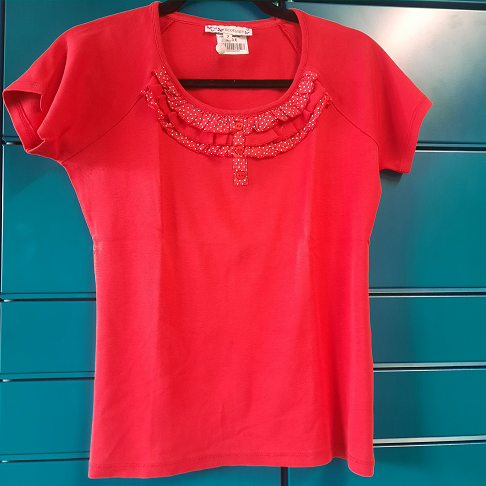 t shirt rouge volant t40