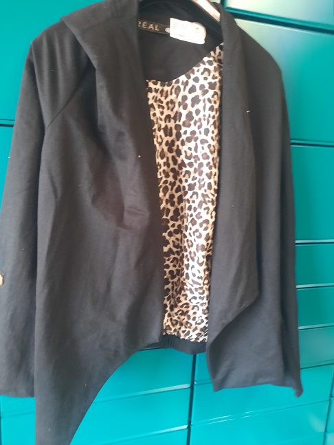 blouson léger noir, doublure fantaisie Léopard, marque Bréal, taille XL