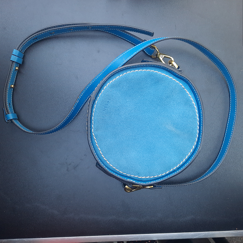 -sac à main rond bleu FOSSIL