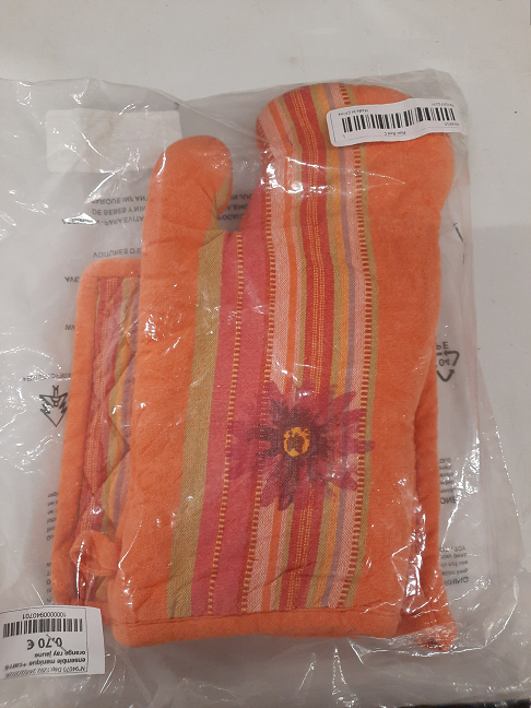 manique +carré orange ray jaune   linge de maison