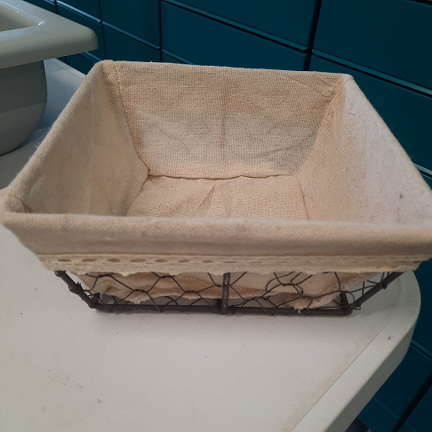 Panier métal tissu beige carré