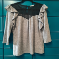 Pull CACHE CACHE gris et dentelle noire taille L