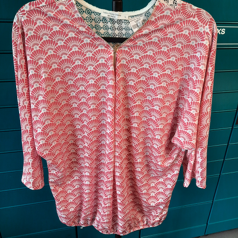 haut femme rose et blanc
