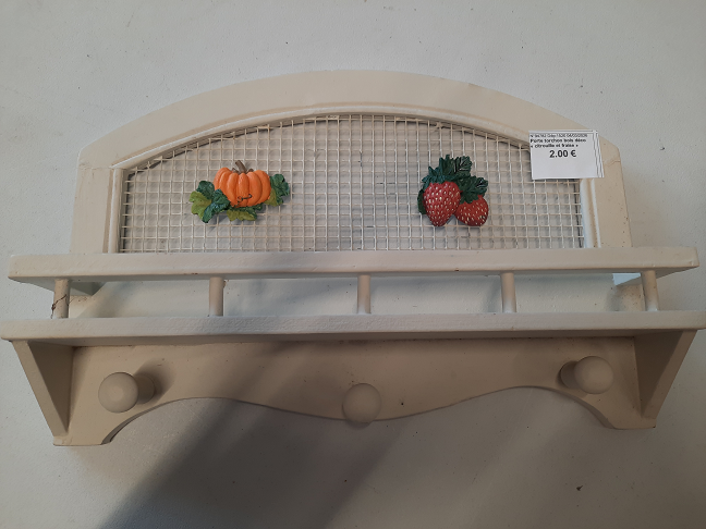 Porte torchon bois déco « citrouille et fraise »