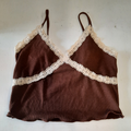 Croc top marron et dentelle T XS