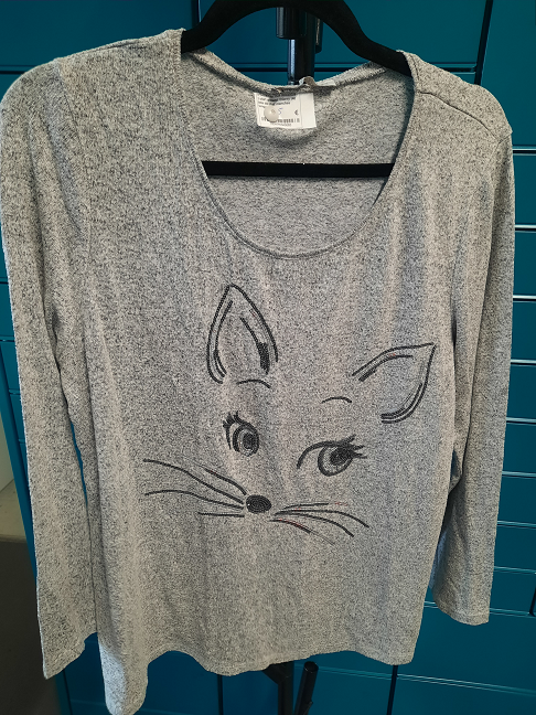 t shirt armand thierry t40 tete de chat manches longues