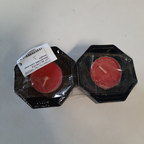LOT DE 2 PETITS BOUGEOIRS noirs avec bougies