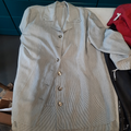 Ensemble veste-pantalon bleu rayé blanc taille 40 (Un jour ailleurs)