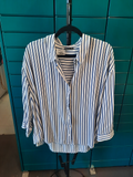 chemisier blanc rayé bleu, taille XL