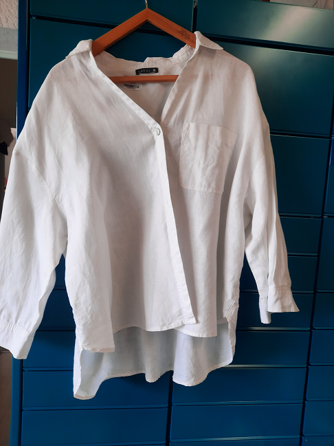 chemisier blanc en lin, marque Bréal, taille 48