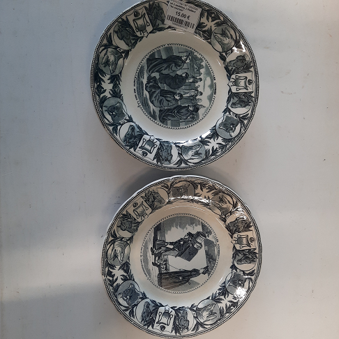 lot 2 assiettes J.Vieillard "les courses"