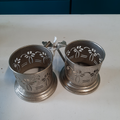 -LOT 2 PORTES VERRES bistrot en métal couleur argent