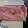 Trousse de toilette satin, brodé rose