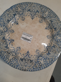 coupe sur pied en faïence ancienne motif bleue vaisselle