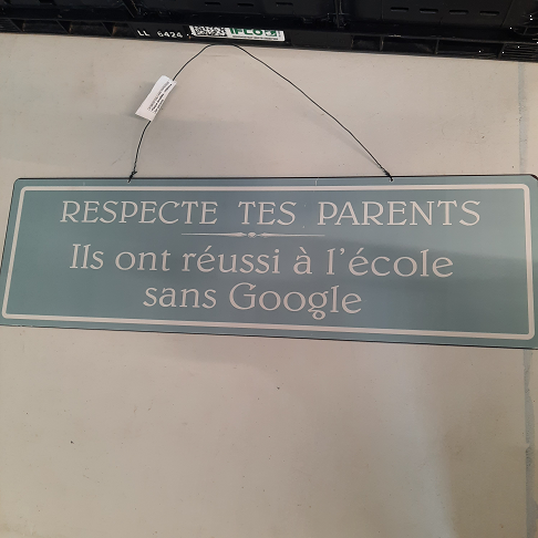 Plaque émaillée, respecte tes parents cadre