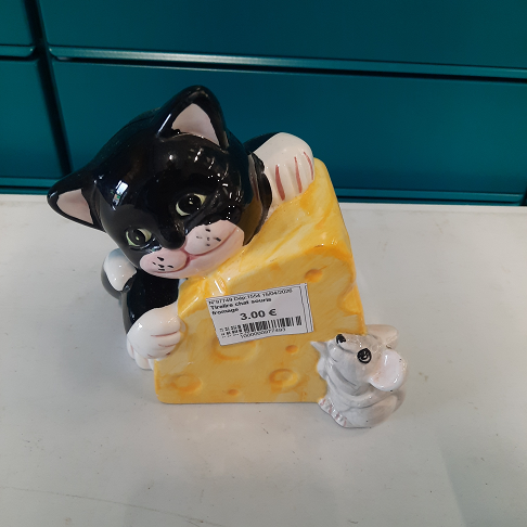 Tirelire chat souris fromage