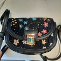 sac noir a fleurs neuf