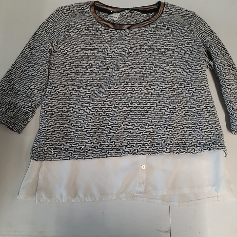 -PULL Motif noir et blanc, encolure dorée BREAL