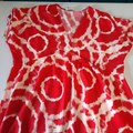 Robe, taille unique,  rouge/fleurs