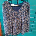 Haut femme imprimé bleu actuelle, taille 42/44