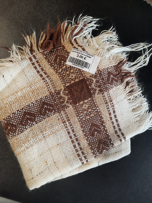 carré tissé marron/beige foulard
