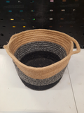 Panier rond anse noir/naturel