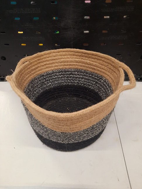 Panier rond anse noir/naturel