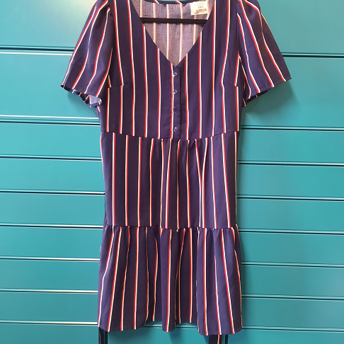 Robe MC bleue blanc rouge à rayures T40